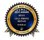 Top 3 mobile phone repair shop on the Wirral 2021 award badge