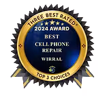 Top 3 mobile phone repair shop on the Wirral 2024 award badge